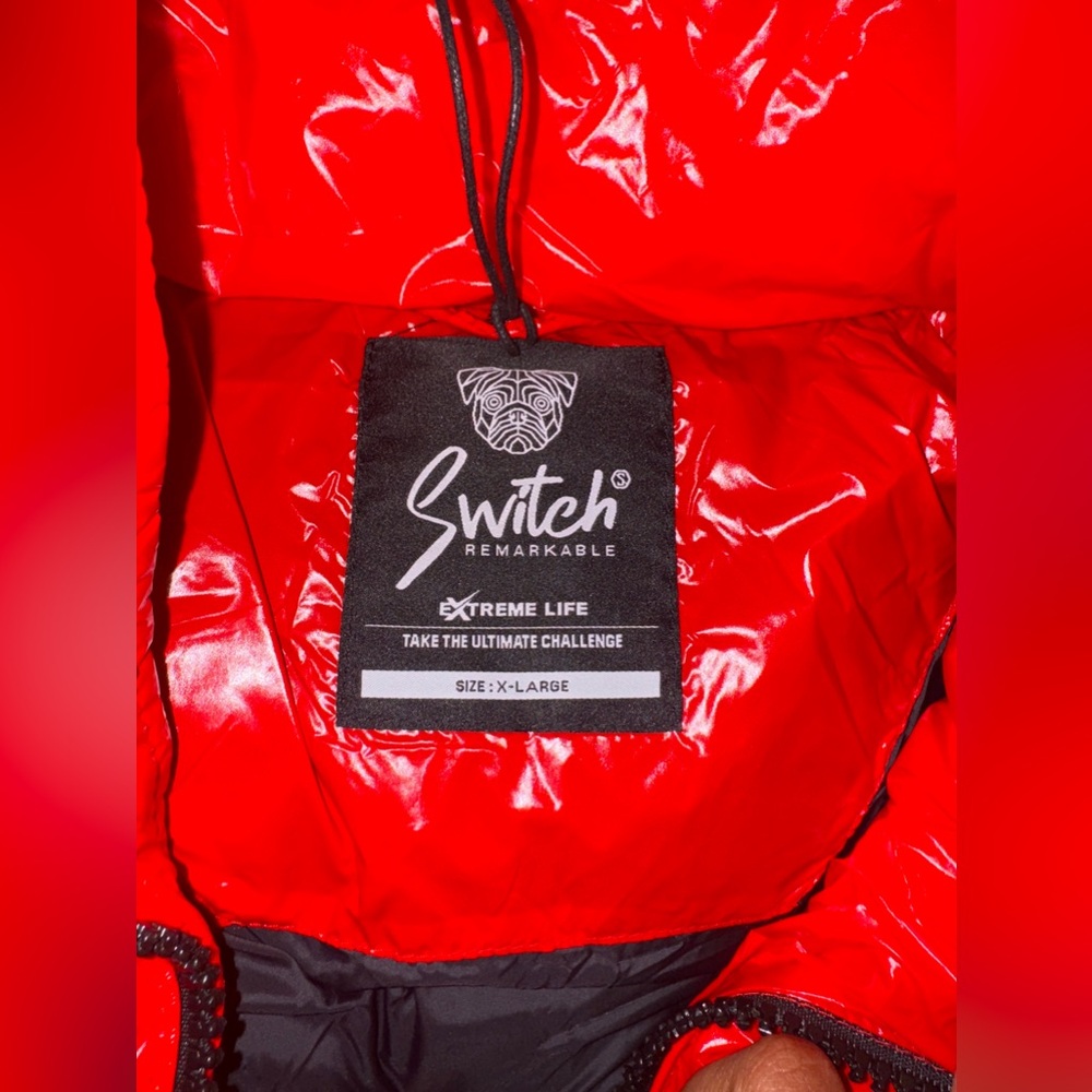 Red Switch Puffer Coat - Picture 2 of 5